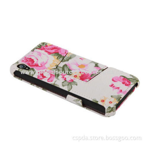 Heat setting PU back standing leather case for Sony Xperia Z2 with flower, OEM and ODM acceptable